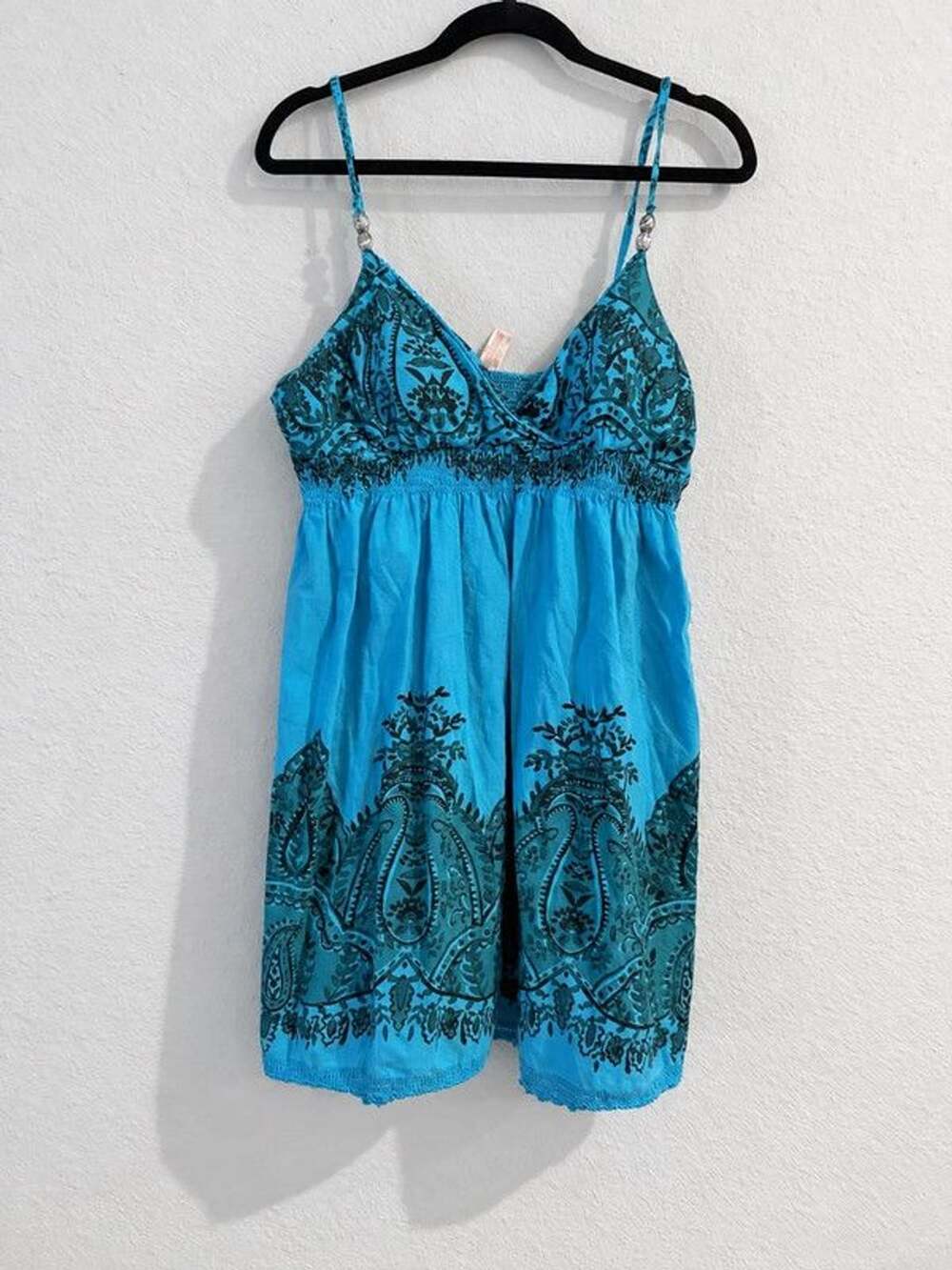 No Boundaries Turquoise Paisley Boho Babydoll Dress juniors XL